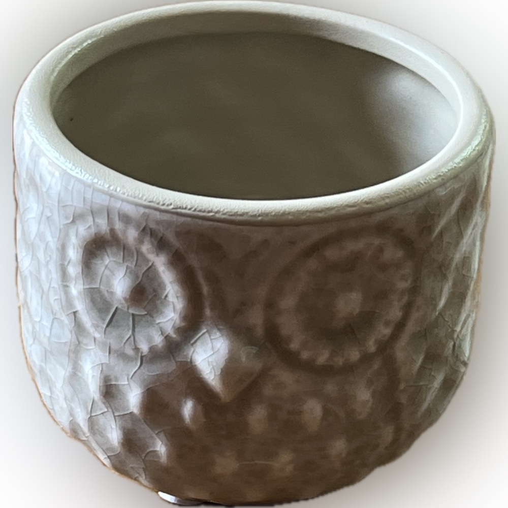 NWT Creative Co-Op Ceramic Mini Owl Planter Neutral Glaze